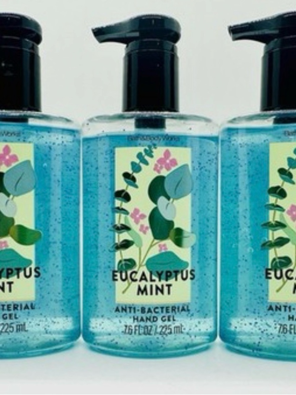 3/BATH & BODY WORKS EUCALYPTUS MINT ANTI-BACTERIAL HAND GEL 7.6 FL OZ